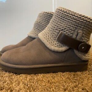 UGG Classic Mini Cable-knit Boots Grey Size 7